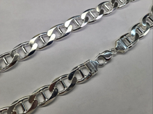 Load image into Gallery viewer, 925 Sterling Solid Silver Italy Flat Mariner Link Chain Necklace Bracelet 13.5mm