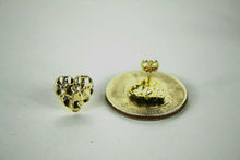 Load image into Gallery viewer, 10K Yellow Solid Gold Heart Nugget Earrings with Diamond Cut 2 sizes