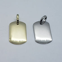 Load image into Gallery viewer, 14K Yellow White Gold Plain Rectangle Pendant Disc Charm High Quality Polished