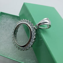 Load image into Gallery viewer, Sterling Silver Cubic Zirconia Dime Bezel CZ Halo 18 mm Coins Prong Back 10 cent