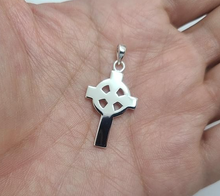 Load image into Gallery viewer, 925 Sterling Silver Large Flat Plain Celtic Cross Pendant 1 1/8 (28mm) Inch Tall