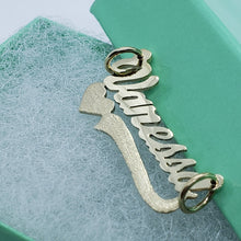 Load image into Gallery viewer, 10K Solid Yellow Gold Handmade Personalized Custom Name Pendant Charm with Heart