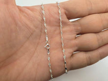 Load image into Gallery viewer, 925 Sterling Silver Diamond Cut Silver Coffee Flat Link Chain Necklace 2.3mm