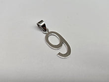 Load image into Gallery viewer, 925 Sterling Silver Small Plain Number 9 Charm Pendant 3/4 (19mm) Inch Tall