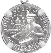 Load image into Gallery viewer, Sterling Silver Bezel 24 mm Quater Dollar Coin Prong Back Round Edge 25 Cent