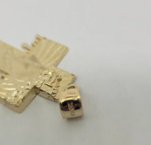 Load image into Gallery viewer, Authentic 10K Solid Gold Jesus Face on Cross Pendant Diamond Cut 2 inch Charm