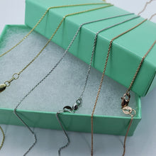 Load image into Gallery viewer, 14K Solid Gold Diamond Cut Boston Link Chain Yellow White Rose 0.9mm 16" 18" 20"