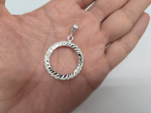 Load image into Gallery viewer, 925 Sterling Silver Rope Edge 25 Cent Quarter Coin Bezel 24mm Prong Back