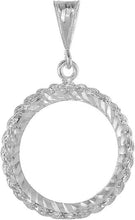 Load image into Gallery viewer, 925 Sterling Silver Quarter Dollar Bezel 24 mm Coins Prong Back D/C Rope 25 Cent