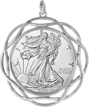 Load image into Gallery viewer, Sterling Silver Braided Edge Silver Braided Edge Eagle Bezel Pendant 41 mm Coin
