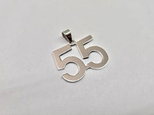 Load image into Gallery viewer, 925 Sterling Silver Small Plain Number 55 Charm Pendant 3/4 (19mm) Inch Tall
