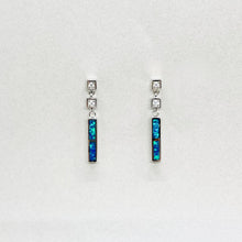 Load image into Gallery viewer, Sterling Silver Synthetic Opal Dangling Earrings Push Back