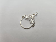 Load image into Gallery viewer, 925 Sterling Silver Tiny Hearts Charm Holder Pendant 1 1/16 (27mm) Inch Tall