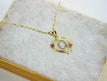Load image into Gallery viewer, 10K Gold D/C Heart Flower Initial Alphabet Pendant with Singapore Chain 16" ~24"