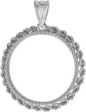 Load image into Gallery viewer, Sterling Silver Rope Edge Bezel 26mm Coins Diamond Texture Rim Susan B Sacagawea