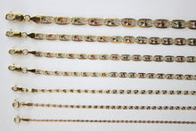 Load image into Gallery viewer, Authentic 14K Yellow White Rose Gold Tri-Color Valentino Chain 1.5-6mm/16"-26"