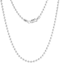 Load image into Gallery viewer, 925 Sterling Silver Plain Pallini Bead Ball Chain Bracelet Necklace 3mm 7"~30"