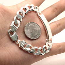 Load image into Gallery viewer, 925 Sterling Silver Personalized Custom Engraved Curb Link ID Bracelet 11mm Wide