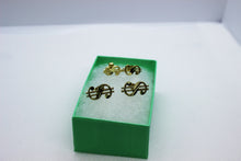 Load image into Gallery viewer, 10K Solid Yellow Gold Dollar $ Sign Money Stud Earring Push Back 2 Size