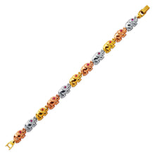 Load image into Gallery viewer, 14K Tricolor Gold Fancy Elephant High Polished Bracelet 8mm Wide 17.4g H-Clasp