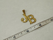 Load image into Gallery viewer, 14K Yellow Gold Double Initial Pendant Charm Diamond Cut A ~ Z Alphabet 3 Sizes