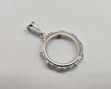 Load image into Gallery viewer, 925 Sterling Silver 1 Cent Penny Coin Bezel Bamboo Shape Edge 19mm Prong Back