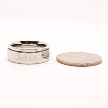 Load image into Gallery viewer, Stainless Steel Reflective High Polish Etched Greek Key Center Spinner Ring 8mm
