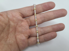 Load image into Gallery viewer, 925 Sterling Silver Saucer Bead Bracelet w/ Yellow Gold Finish 4mm, 7" to 8"