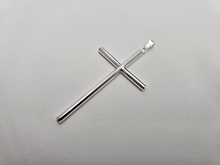 Load image into Gallery viewer, 925 Sterling Silver Large Plain Tubular Cross Pendant 2 1/4 Inch Tall (56mm)