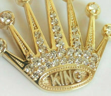 Load image into Gallery viewer, 10K Solid Yellow Gold CZ Crown King Statement Pendant Charm for Men 2 Sizes