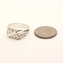 Load image into Gallery viewer, 925 Sterling Silver Slanted Center Stripe Nugget Ring 7/16 Inch Wide, Sizes 8-13