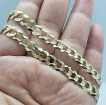 Load image into Gallery viewer, 10K Yellow Gold Solid Cuban Link Chain Curb Necklace Bracelet 7mm, 8"~30"