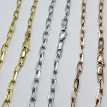 Load image into Gallery viewer, 14K Solid Yellow White Rose Gold Paperclip Chain 3mm 3.5mm 4.5m Size 16" - 24"