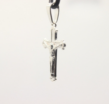 Load image into Gallery viewer, 925 Sterling Silver Dainty Detailed Line Texture Budded Crucifix Cross Pendant