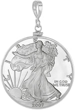 Load image into Gallery viewer, 925 Solid Sterling Silver SILVER EAGLE Bezel 40.7 mm Screw Top Coin Edge One OZ