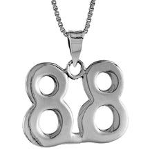 Load image into Gallery viewer, 925 Sterling Silver Number 88 Necklace 3/4 (19mm) Inch Tall, 2mm Curb Chain