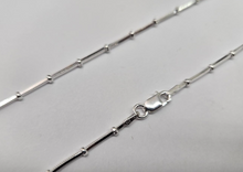 Load image into Gallery viewer, 925 Sterling Silver Beaded Square Snake Station Chain Necklace 2mm 7" to 20"