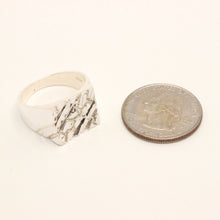 Load image into Gallery viewer, 925 Sterling Silver Square Slanted Pattern Nugget Ring 1/2 Inch Wide, Sizes 8-13