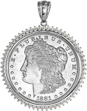 Load image into Gallery viewer, Sterling Silver Cubic Zirconia Silver Dollar Bezel CZ Halo 38 mm Mexican Olympic