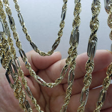 Load image into Gallery viewer, Authentic 14k Gold Two Tone Figarope Chain Necklace or bracelet 3mm-6mm 7"-30"