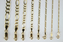 Load image into Gallery viewer, 10K Solid Yellow Gold Figaro Chain Necklace Bracelet 2.5mm ~ 9mm / 16" ~ 30"