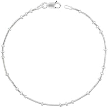 Load image into Gallery viewer, 925 Sterling Silver Fine 3 + 1 Beaded Snake Station Chain Necklace 1mm 7" to 30"