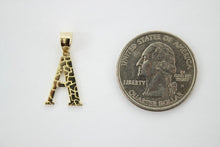 Load image into Gallery viewer, 10K Yellow Gold Nugget Initial A to Z Alphabet Pendant Charm w/out Rope Chain