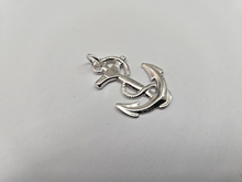 Load image into Gallery viewer, 925 Sterling Silver Anchor Wrapped with Rope Pendant 1 1/16 Inch Tall (27mm)