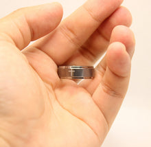 Load image into Gallery viewer, Tungsten Carbide Etched Cross Satin Finish Recessed Edges Wedding Band Ring 8mm
