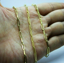 Load image into Gallery viewer, 2.2mm 3mm 14K Real Yellow Gold Paperclip Chain Necklace Bracelet 7" 8" 16"~30"