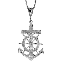 Load image into Gallery viewer, 925 Sterling Silver Anchor Mariner Crucifix Cross Pendant 1 1/2 Inch Tall (38mm)