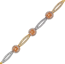 Load image into Gallery viewer, 14K Tricolor Gold 6mm Center, 1mm Ladies Bracelet High Polished Fancy Chain