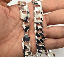 Load image into Gallery viewer, 925 Sterling Silver Beveled Flat Curb Cuban Link Chain Necklace 14mm 8" to 30"