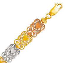 Load image into Gallery viewer, 14K Tri Color Gold Faceted Diamond Cut Bracelet 9 mm 7" Chain Brazalete tricolor